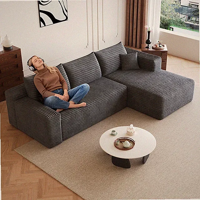 95" Cloud Sectional Sofa,Modern Minimalist Upholstered Couches, Comfort U
