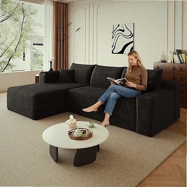 95" Cloud Sectional Sofa,Modern Minimalist Upholstered Couches, Comfort U Sh