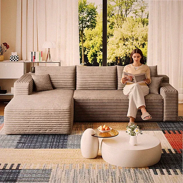 95" Cloud Sectional Sofa,Modern Minimalist Upholstered Couches, Comfort U Shap