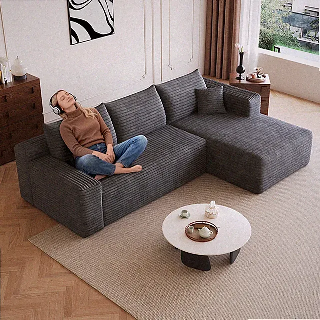 95" Cloud Sectional Sofa,Modern Minimalist Upholstered Couches, Comfort U Shap