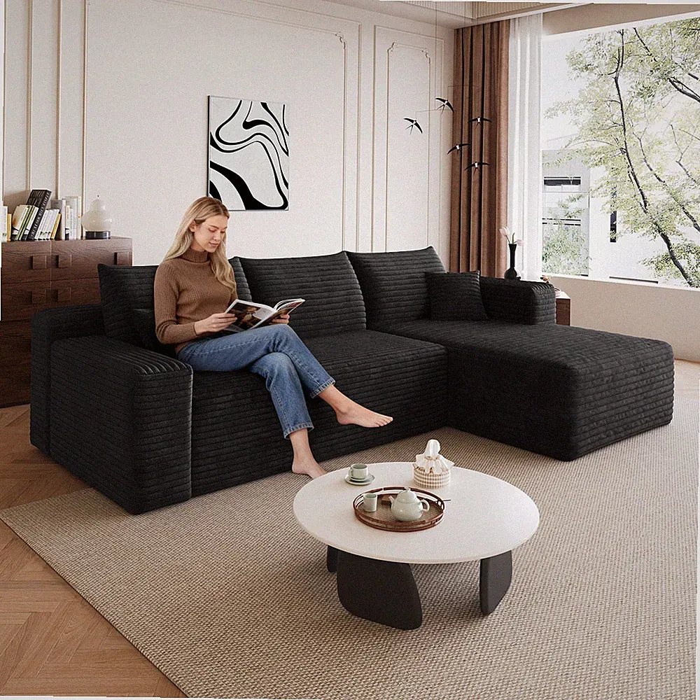 95" Cloud Sectional Sofa,Modern Minimalist Upholstered Couches,Comfort U Shap