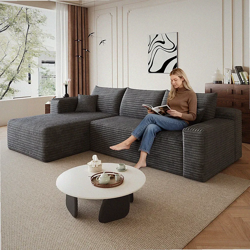 95" Cloud Sectional Sofa,Modern Minimalist Upholstered Couches, Comfort U Shape