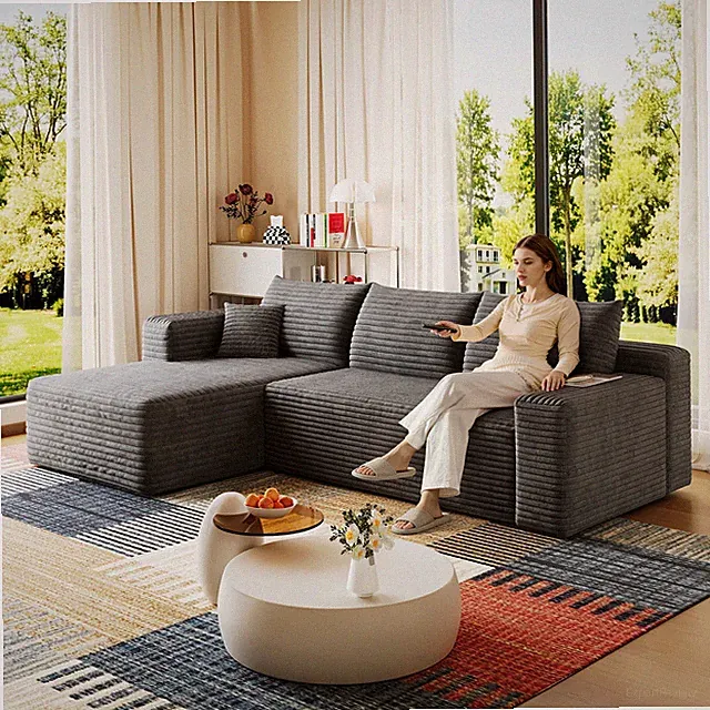 95" Cloud Sectional Sofa,Modern Minimalist Upholstered Couches, Comfort U Shape