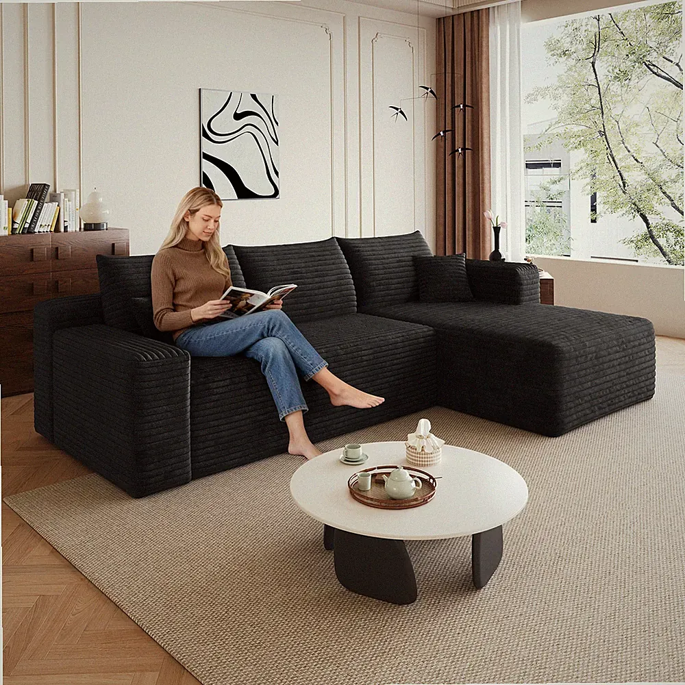 95" Cloud Sectional Sofa,Modern Minimalist Upholstered Couches,Comfort U Shaped