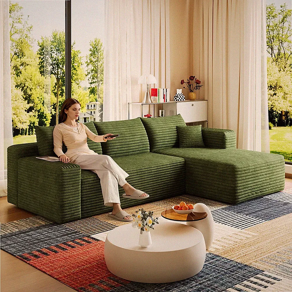 95" Cloud Sectional Sofa,Modern Minimalist Upholstered Couches,Comfort U Shaped