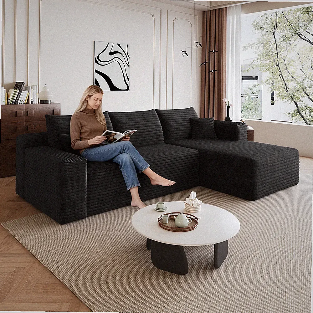 95" Cloud Sectional Sofa,Modern Minimalist Upholstered Couches,Comfort U Shaped