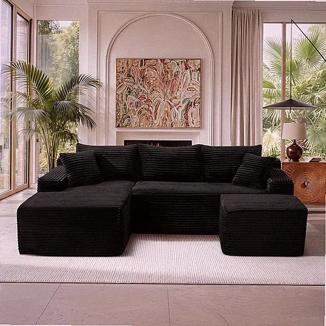 95-Inch U-Shaped Left Facing Corner Compressed Sofa Modular Sectional Boneless C