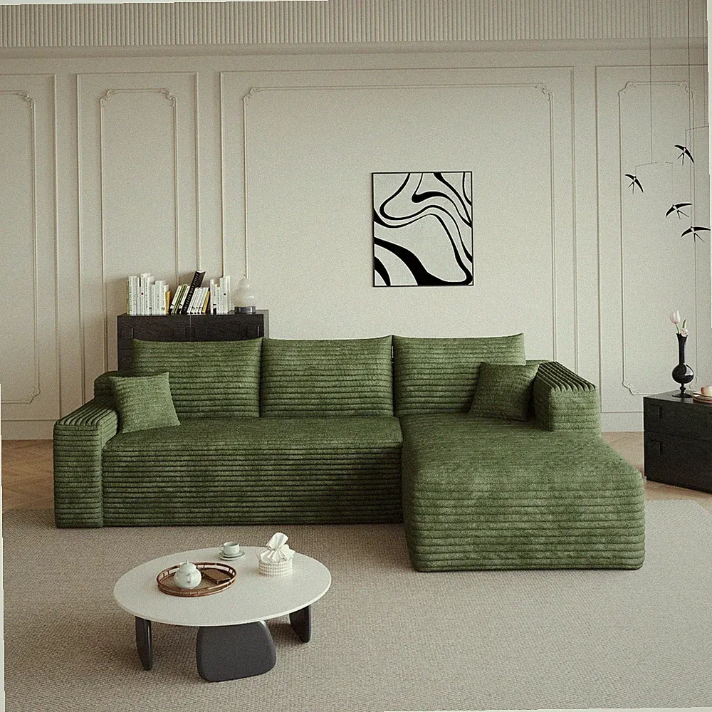 95" L Shape Sectional Cloud Sofa Set Boneless Couch Right Chaise for Living Room