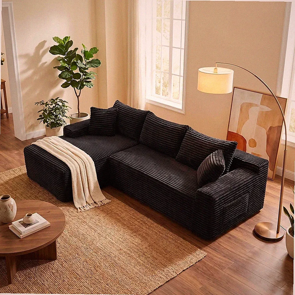 95" L-Shaped Cloud Sectional Couch Boneless Corner Sofa for Living Room