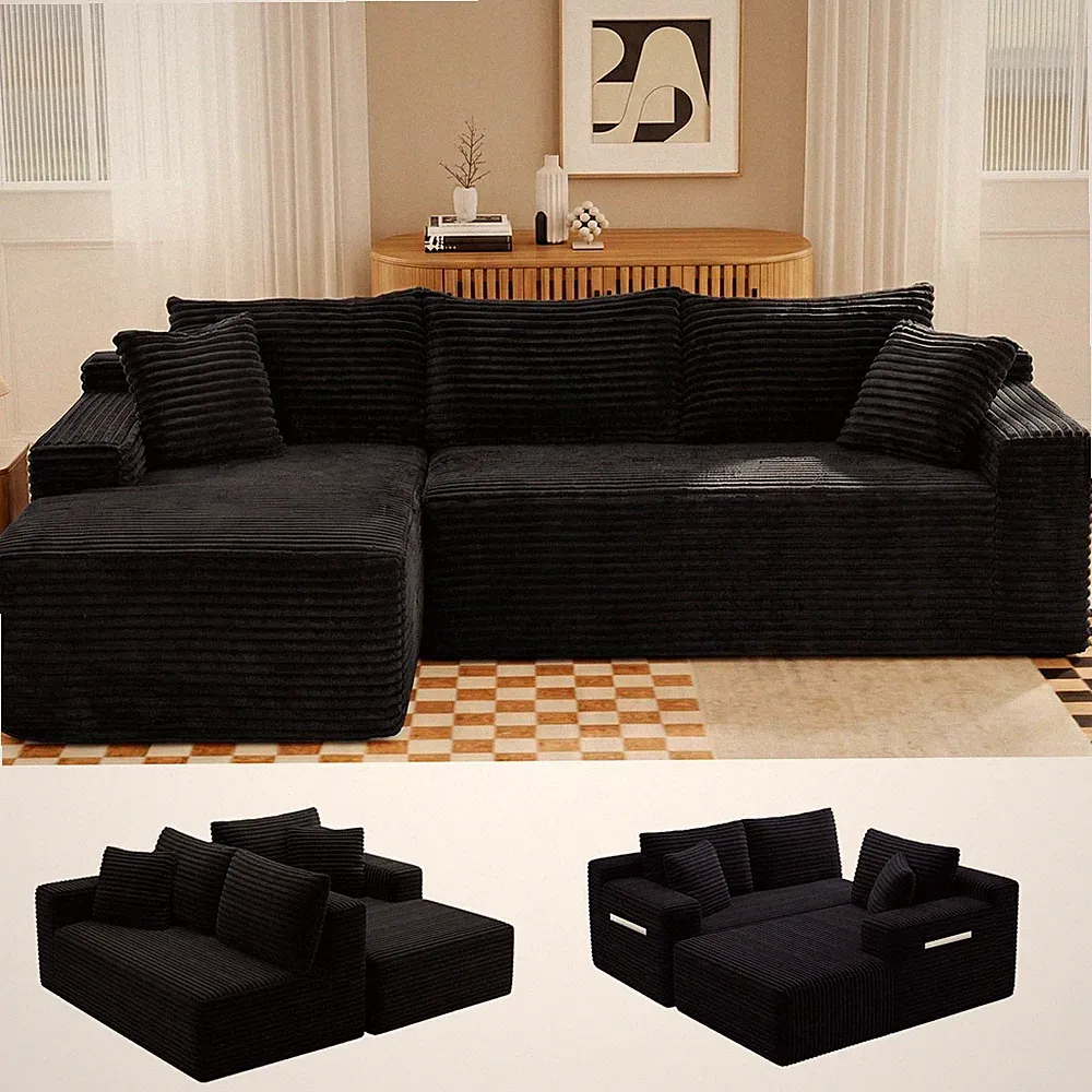 95" L-Shaped Cloud Sectional Couch Boneless Sofa with Chaise for Living Room