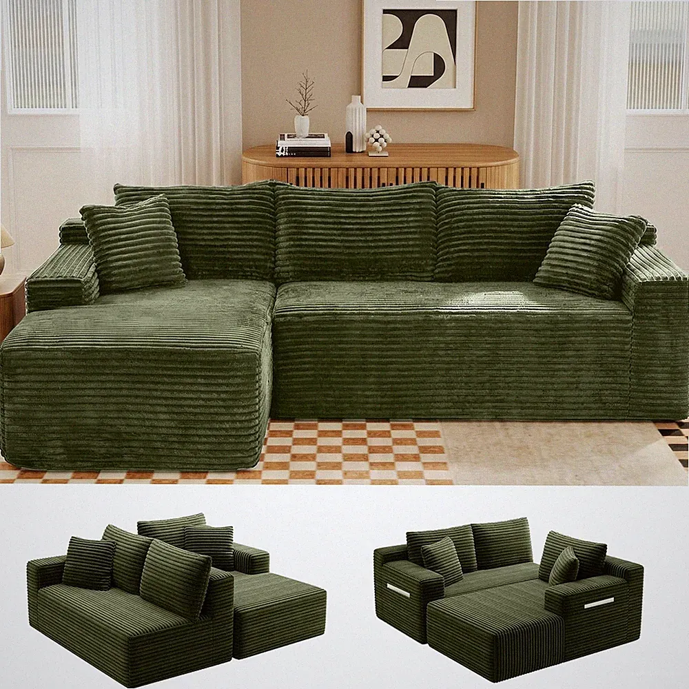 95" L-Shaped Sectional Couch Boneless Sofa with Chaise No Assembly Required