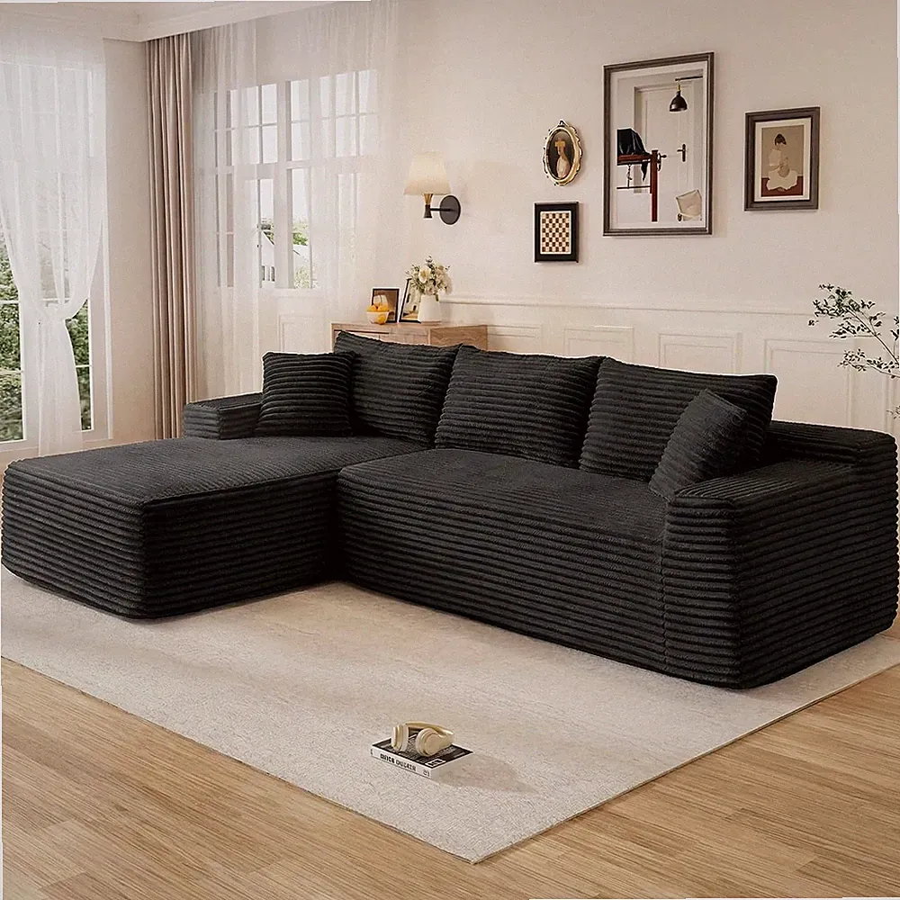 95'' Sectional Boneless Couches Cloud-Like L Shaped Couch W/ Chaise Soft