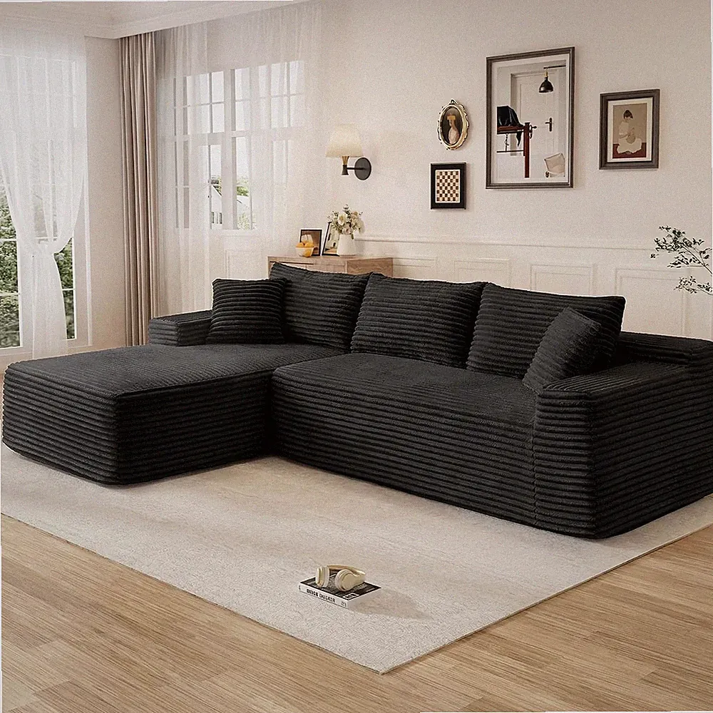 95'' Sectional Boneless Couches Cloud-Like L Shaped Couch W/ Chaise Soft
