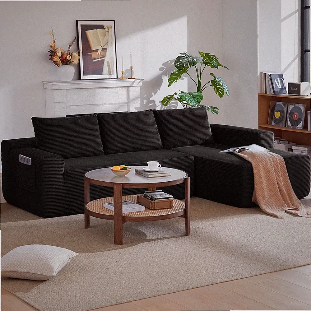 96.9" Cloud Sectional Couch w/L-Shape Chaise,Modern Modular Sofa w/Deep Seat,Up