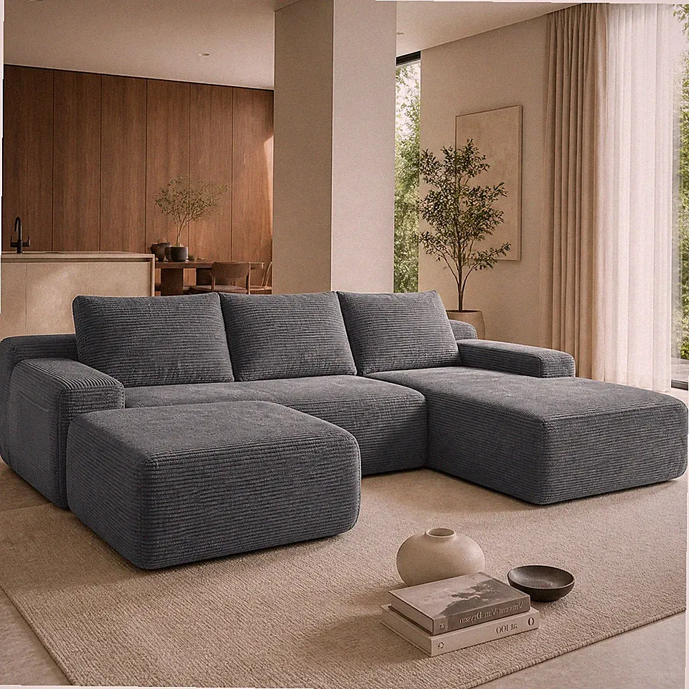 96.9''Cloud Sectional Couch with U-Shaped Chaise,Modern Modular Sofa with Deep