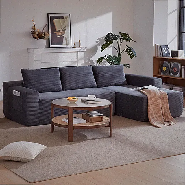 96.9"Compressible doubleCloud Sectional Couch w/L-Shape Chaise,Modern Modular S