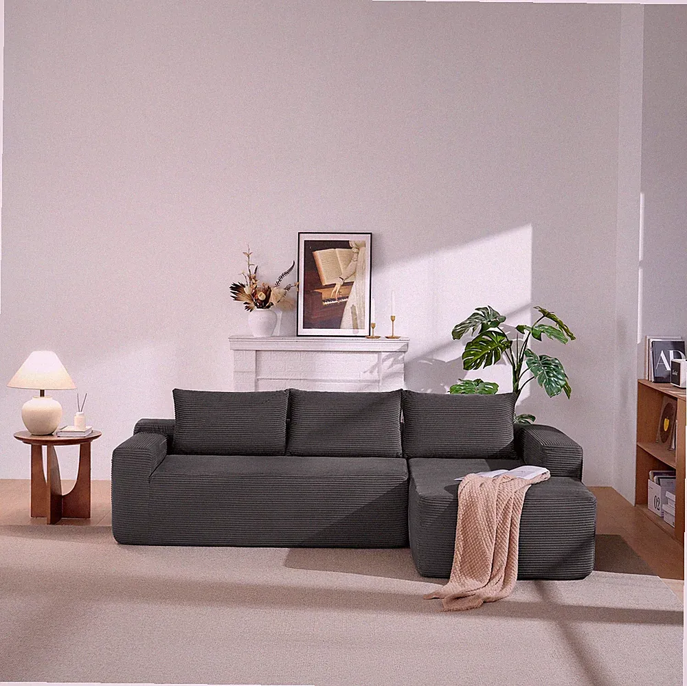 96.9"Compressible doubleCloud Sectional Couch with L-Shape Chaise,Modern Modul