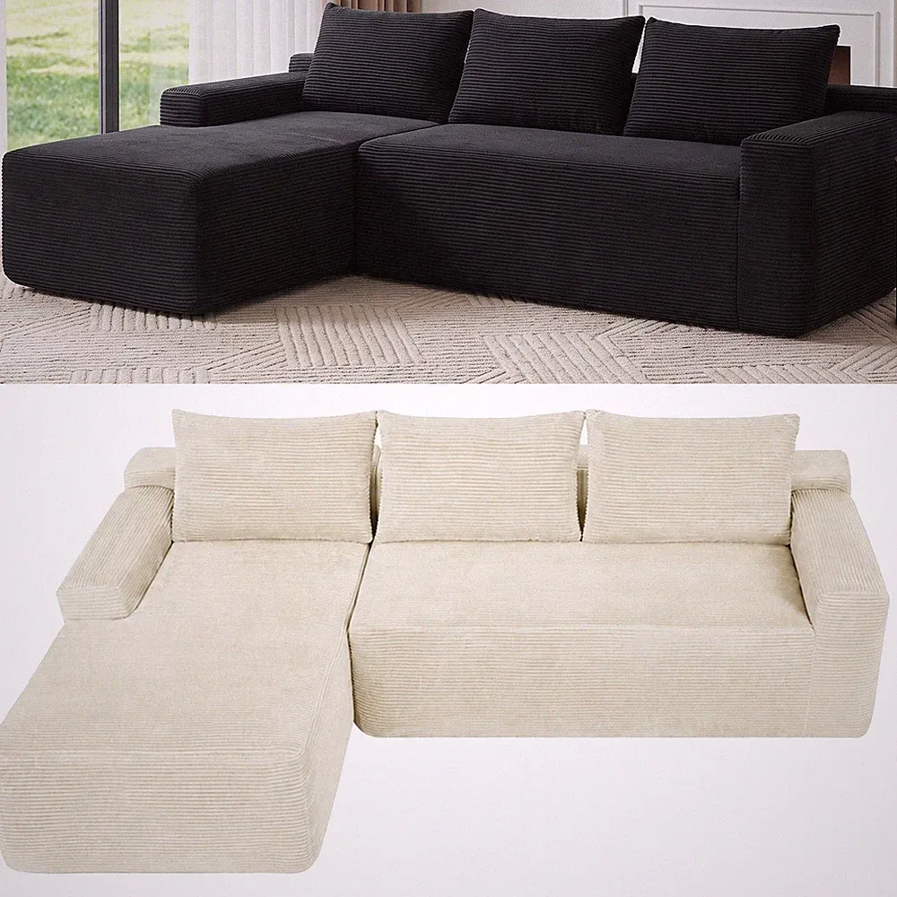 96.9" L Shaped 3-Seat Sectional Couch Modular Cloud Sofa Reversible Corner Couch