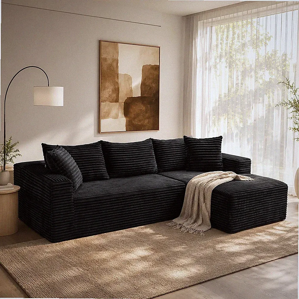 96" Cloud Boneless Sectional Couches with Chaise for Living Room