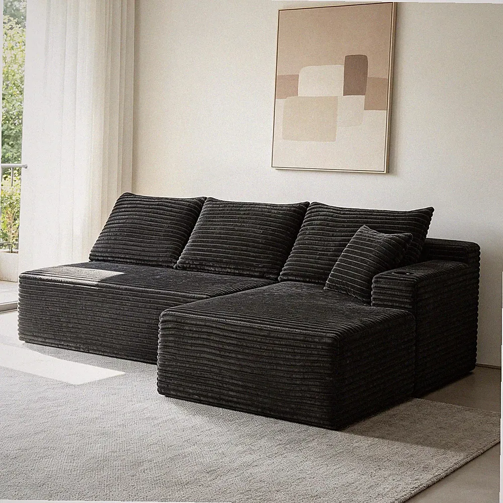 96" Cloud Sectional Couch w/L-Shape Chaise,Modern Modular Sofa w/Deep Seat