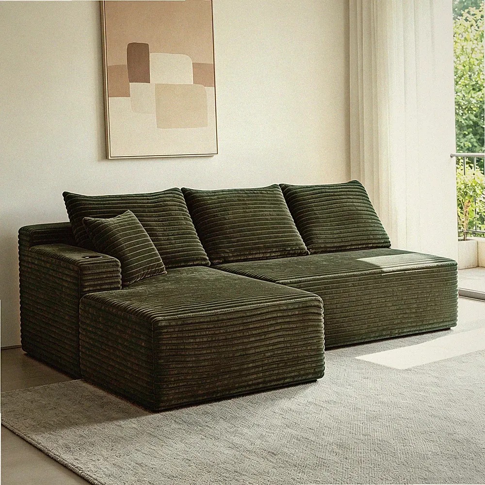 96" Cloud Sectional Couch w/L-Shape Chaise,Modern Modular Sofa w/Deep Seat,Uph
