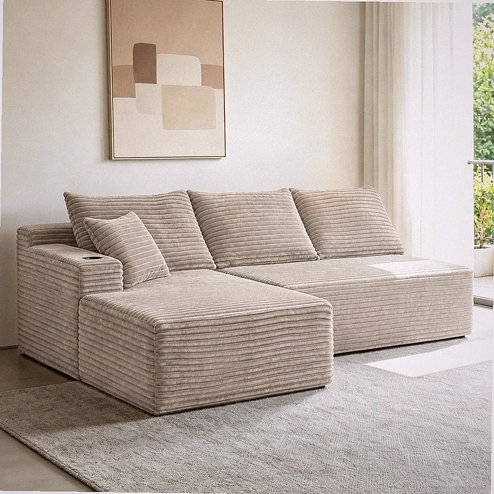 96" Cloud Sectional Couch w/L-Shape Chaise,Modern Modular Sofa w/Deep Seat,Upho