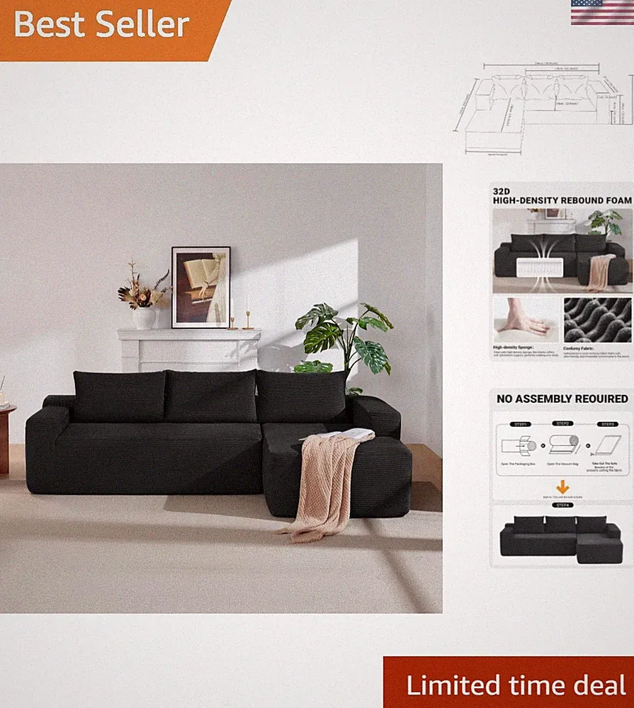 96 Inch Cloud Sectional Couch,Modern Modular Sectional Sofa with Deep Seat,Co...