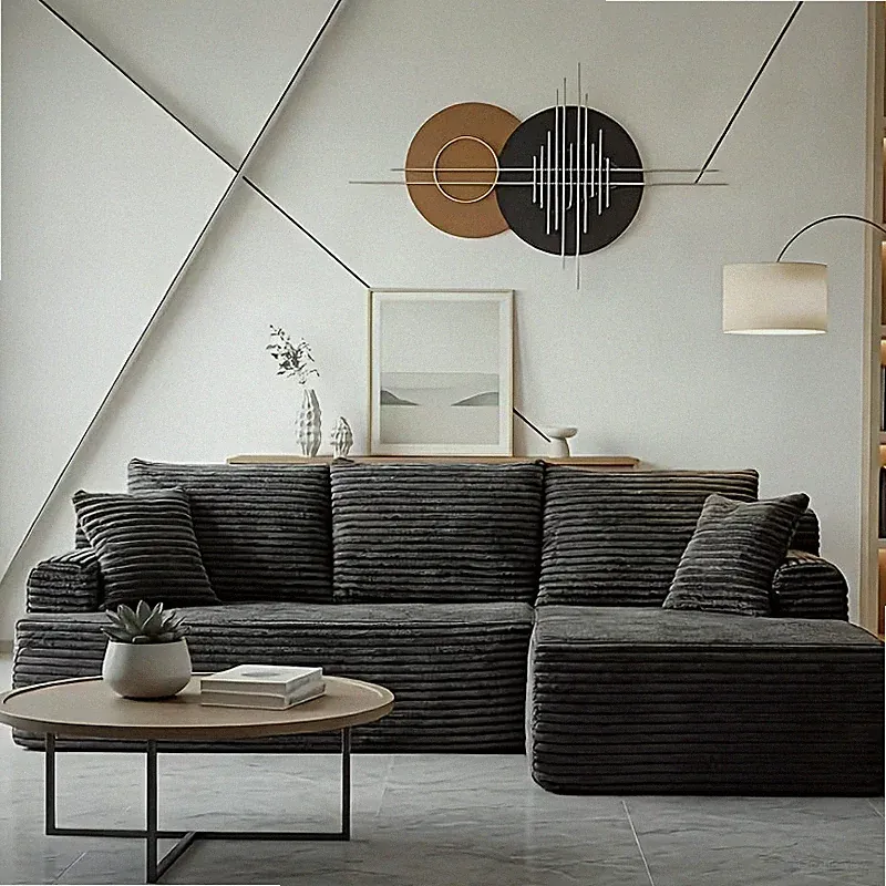 96” Inch L Shaped Sectional Boneless Couch For Living Area (2 Colors Available)