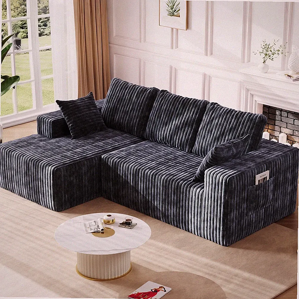 96" L Shape Sectional Sofa 3 for Seat Memory Foam Cloud Couch Left Facing
