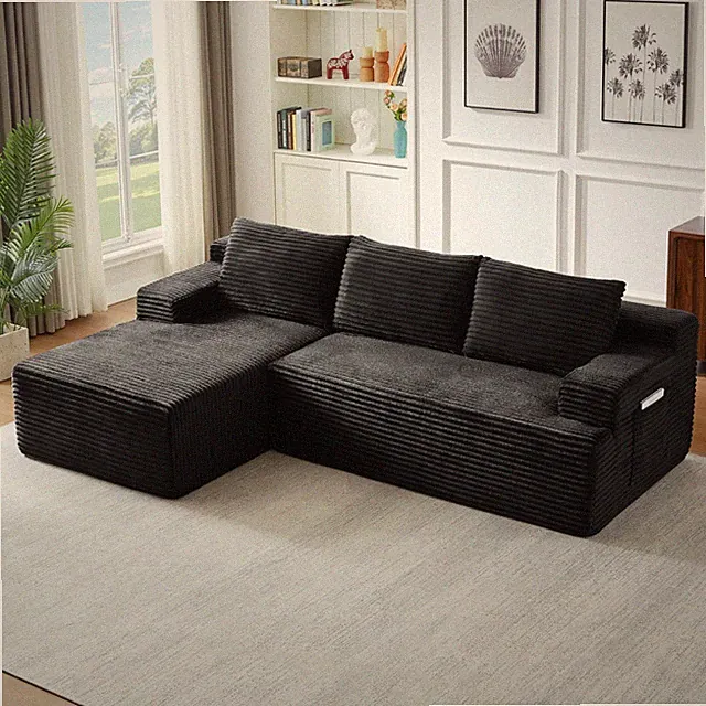 96" L Shaped Cloud Sectional Couch with Chaise, Deep Seat Modular Sectional S...