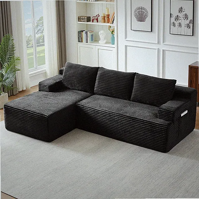 96" L Shaped Cloud Sectional Couch with Chaise, Deep Seat Modular Sectional Sofa