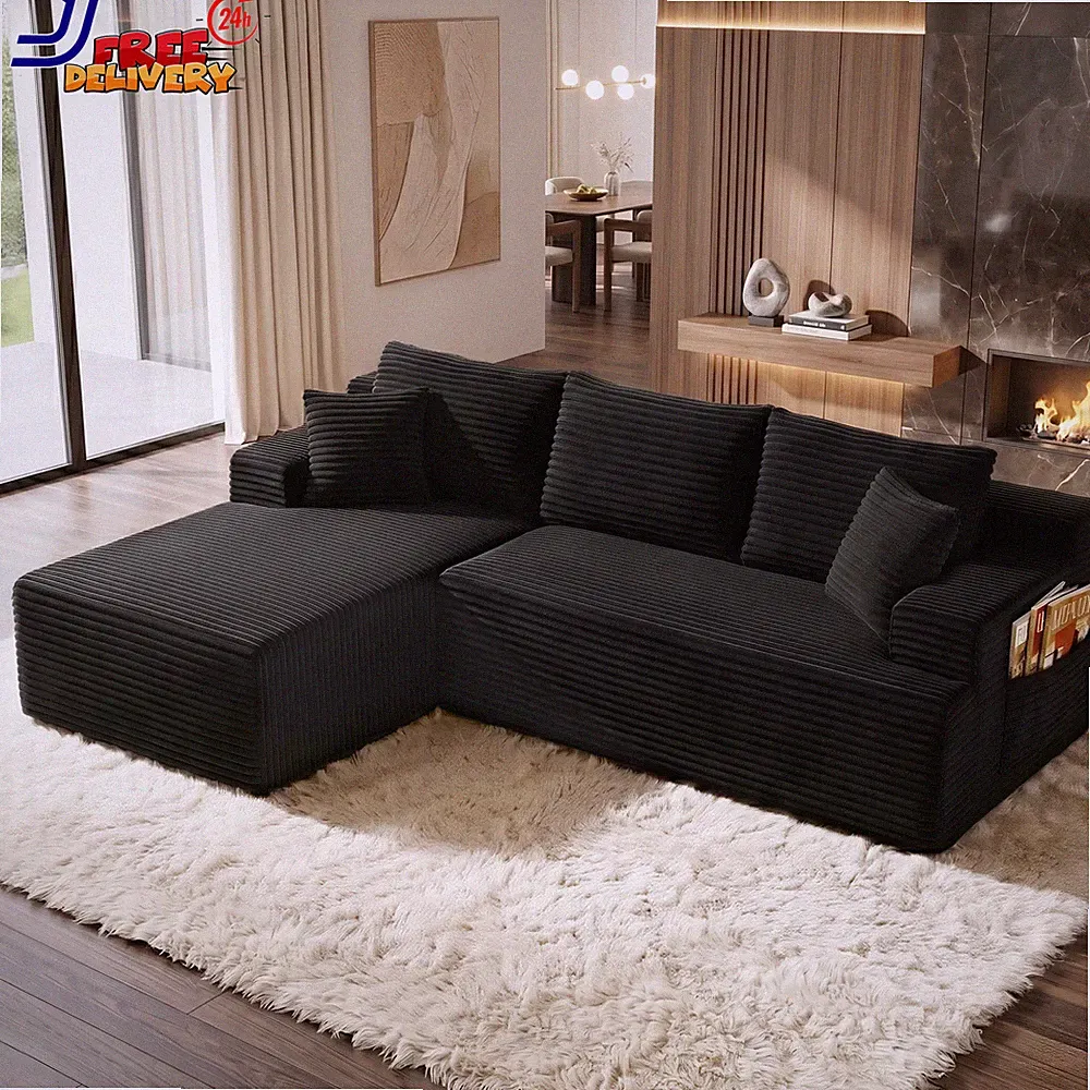 96" L-Shaped Cloud Sectional Sofa Modular Boneless Couch with Deep Seat & Left