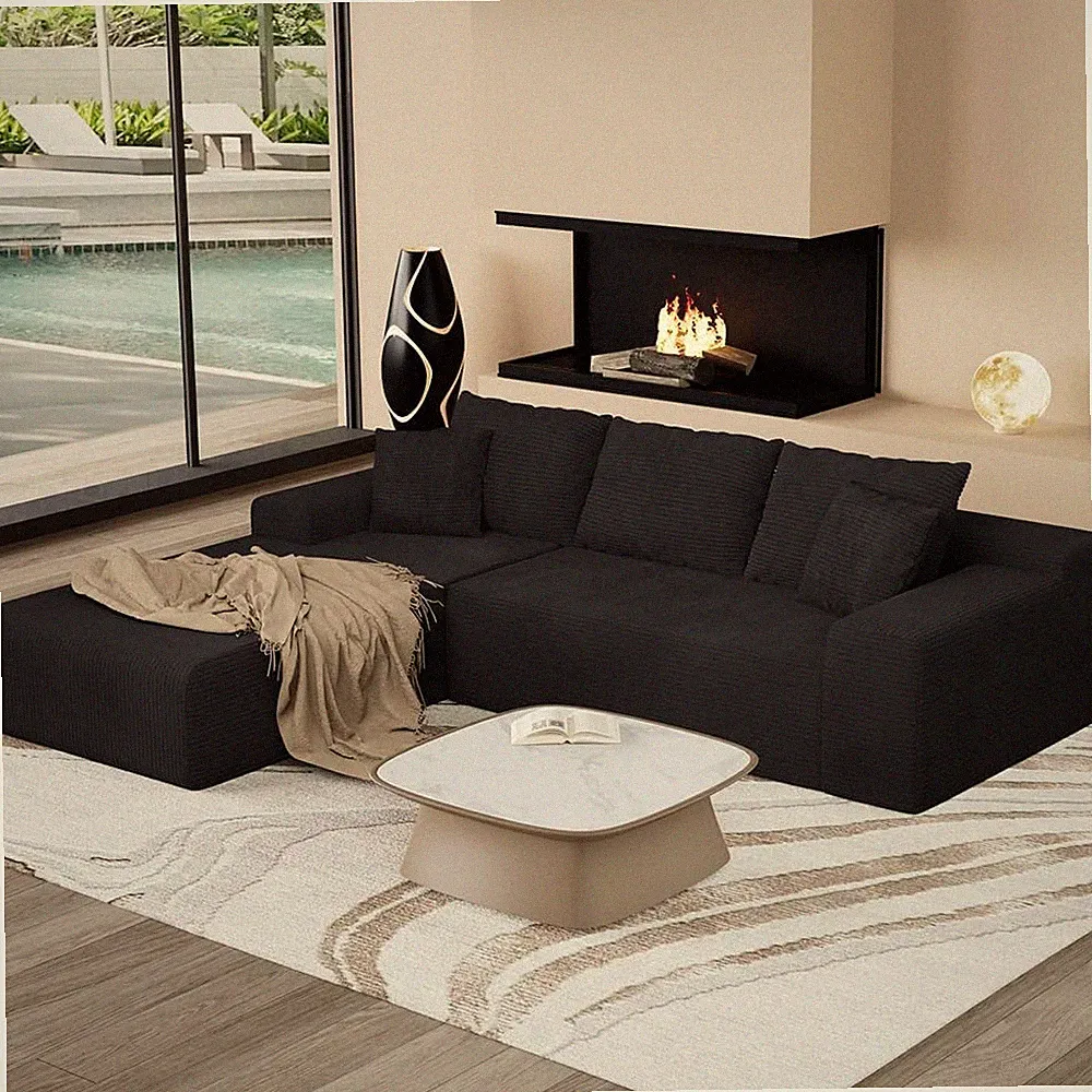 96" L Shaped Modular Sectional Sofa, Boneless Cloud Couch with Deep Seat Chaise