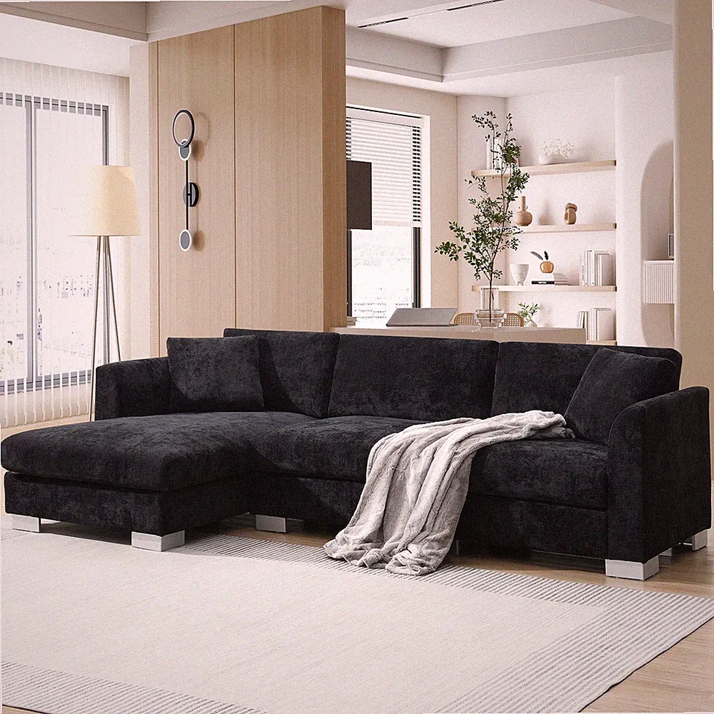 96" Modern Cloud Sectional Sofa,L-shaped Luxury Couch Set w/2 Free pillows,4-sea