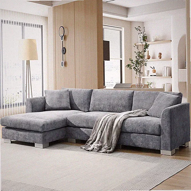 96" Modern Cloud Sectional Sofa, L-shaped Luxury Couch Set with 2 Free pillows