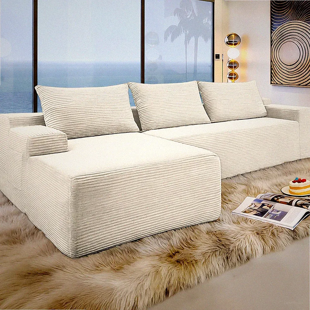 96" Modular Cloud Sectional Sofa Couch L-Shaped Couch with Chaise Lounge 3 Seat