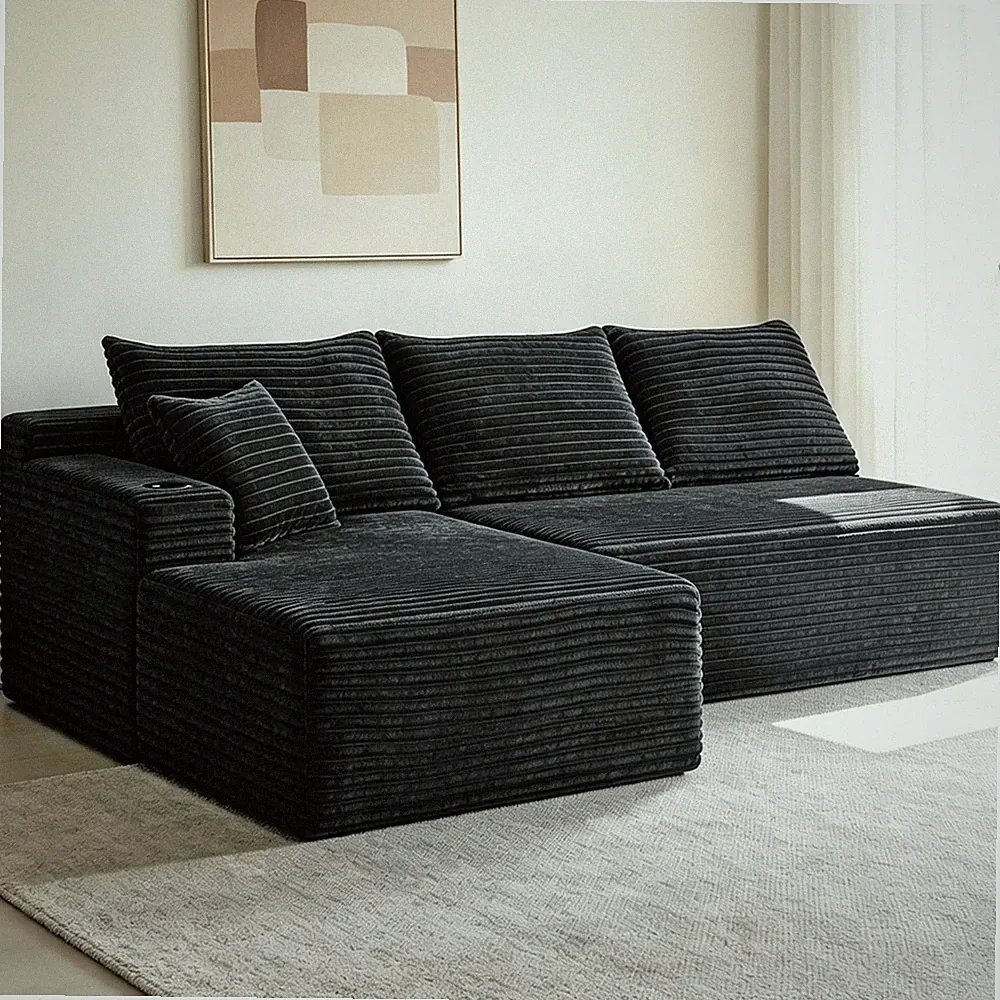 96" Modular Sectional Sofa,L-Shaped Modern Sectional Corduroy Couch with Chaise