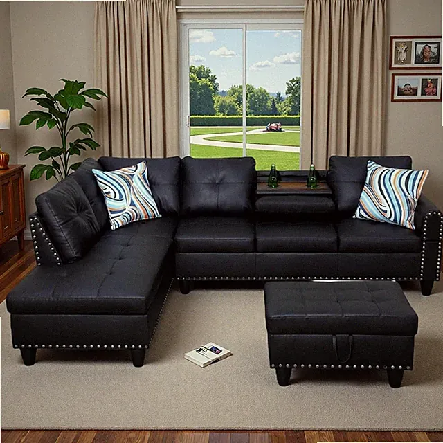 97.5" L Shaped Couch Set, Modular Sectional Couches for Living Room with Stor...
