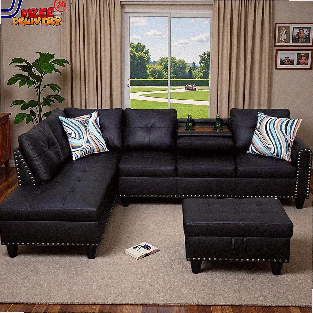 97.5" L Shaped Couch Set Modular Sectional Couches for Living Room with Storage