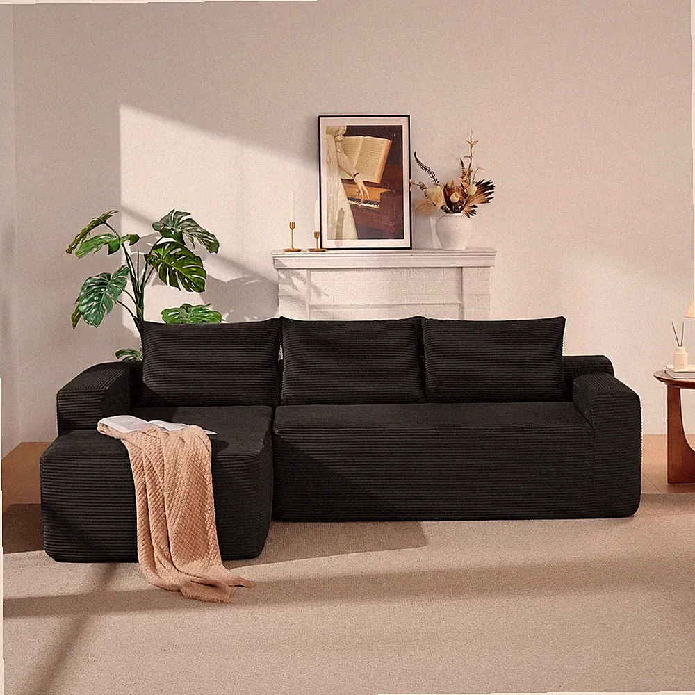 97" Cloud Couch Sectional, L Shaped Boneless Couch Sectional Couches for Living
