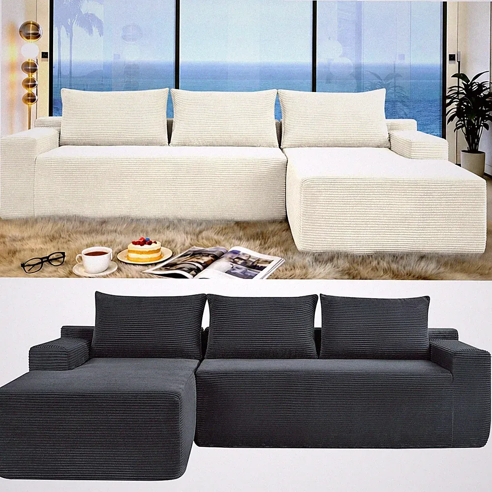 97-Inch L-Shaped Right Facing Cloud Sectional Couch Compressed Modular Corner