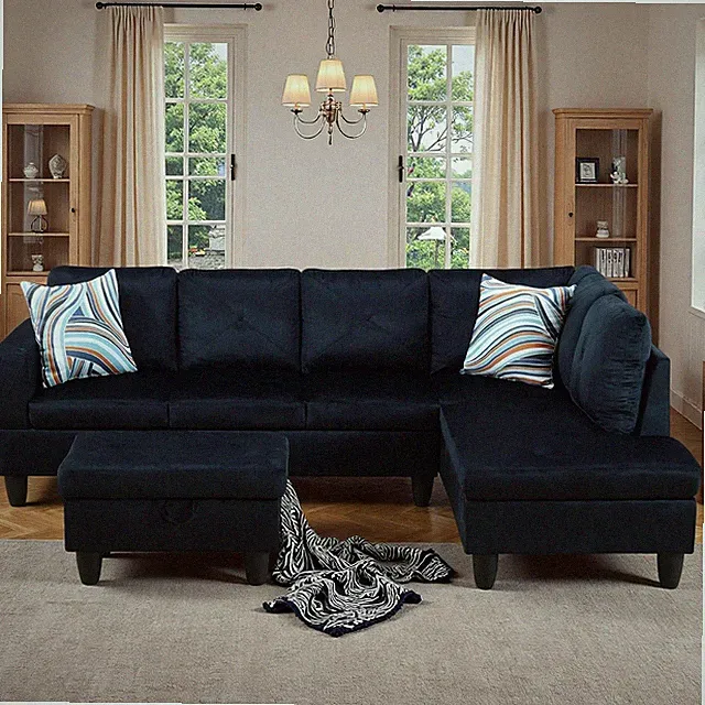 97" L Shaped Couch Set Velvet, Modular Sectional Couches for Living Room with St