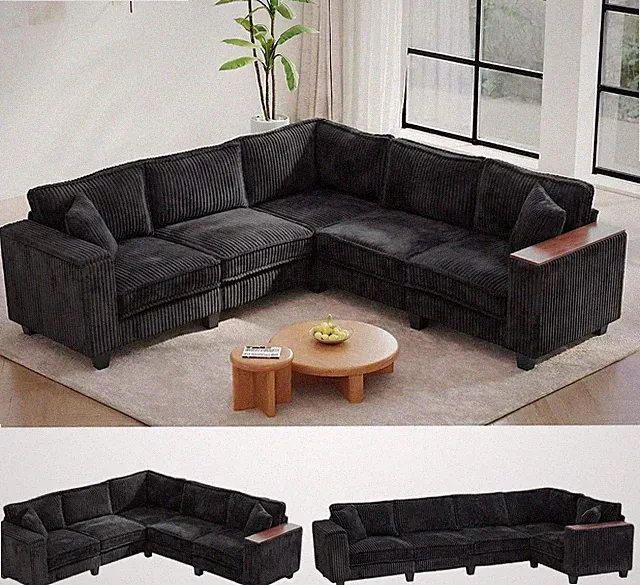 97" L Shaped Sectional Couch, Comfy Deep Seat Sectional Couch, Modular Convertib