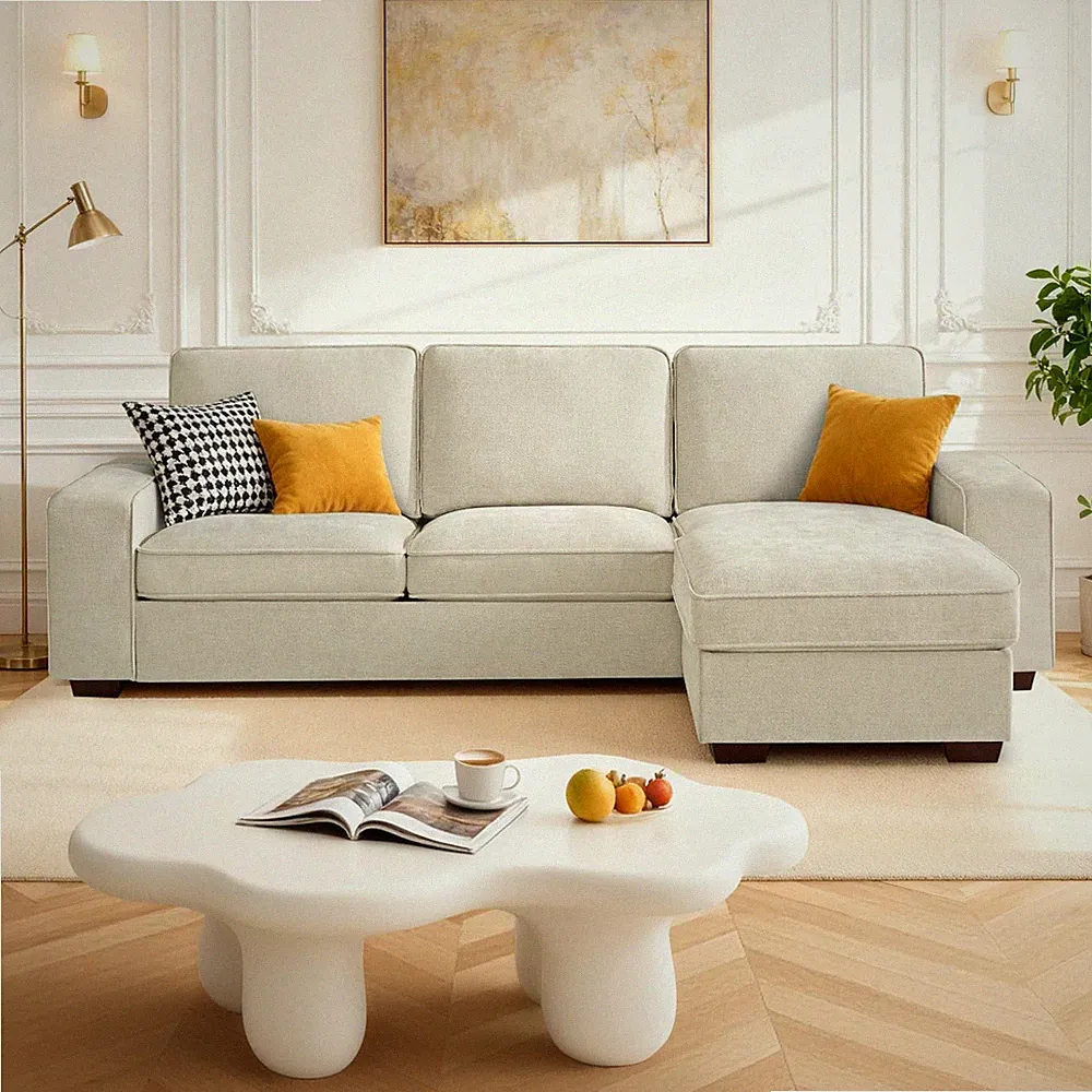 97" L-Shaped Sofa, Sectional Couch with Chaise Storage for Apartment