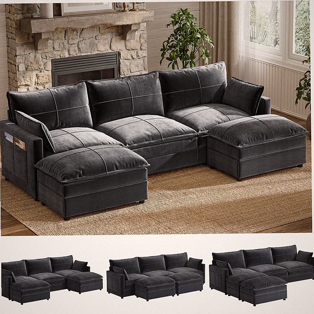 97 Sectional Couch L Shaped 4 Seater PU Faux Leather Sofa Chaise Lounge
