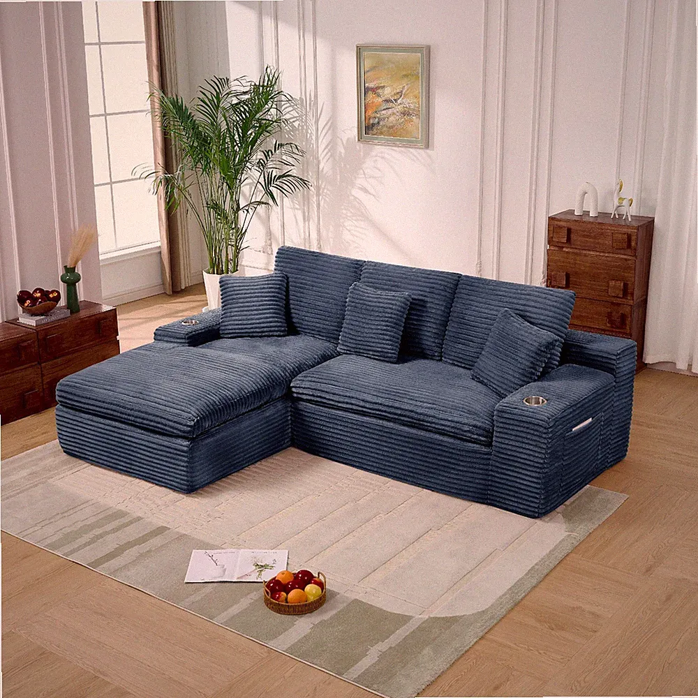98" Modular Sectional Sofa L Shape Sofa Couch Upholstered Couches with Chaise