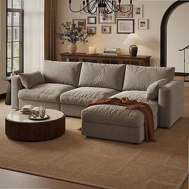 99" Cloud Modular Sectional Sofa with Storage Ottoman, L‑Shaped Couch with Chais