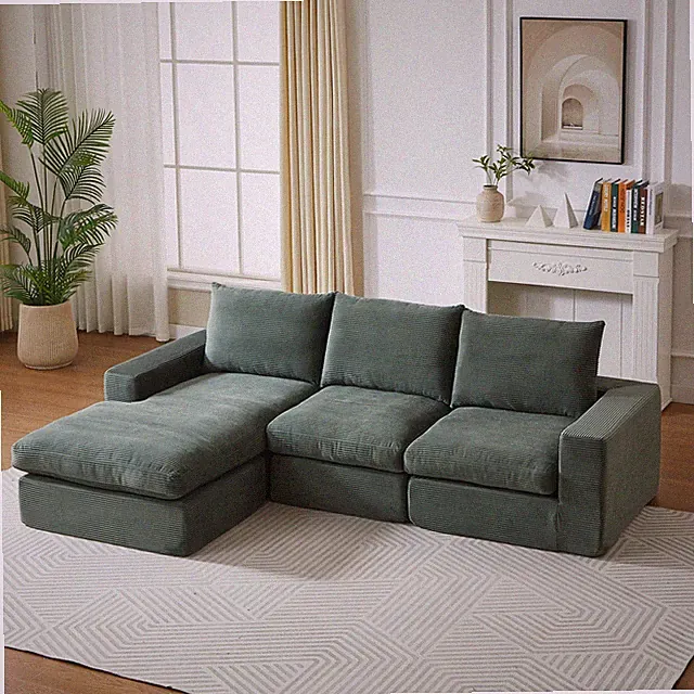 99-Inch Boneless Couch with Chaise, L-Shaped Modern Upholstered Sectional Sofa