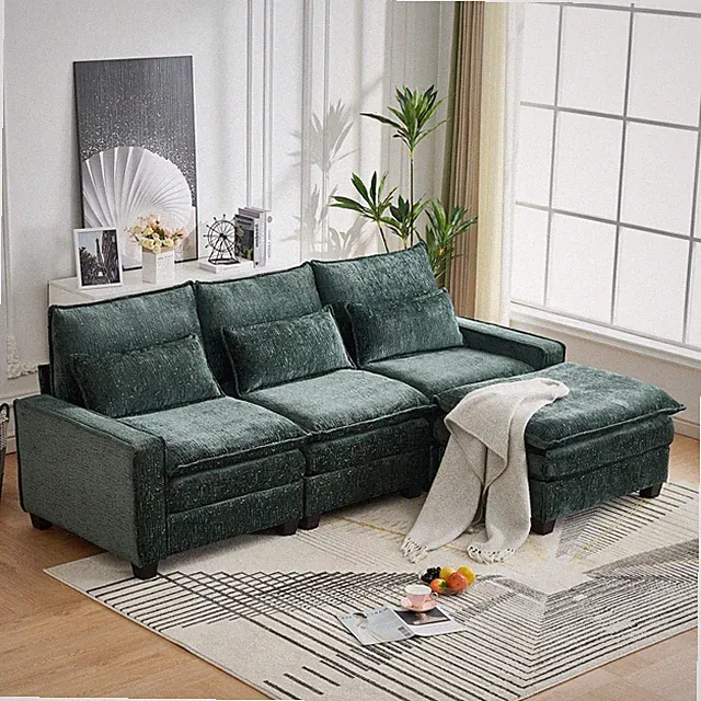 99'' Sectional Cloud Deep Seat Couch, Modern Comfy Chenille L Shaped Sectional