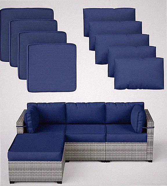 🔥9x Outdoor Patio Cushions Covers Only Waterproof w/ Zipper for 5 Pc Patio Blue